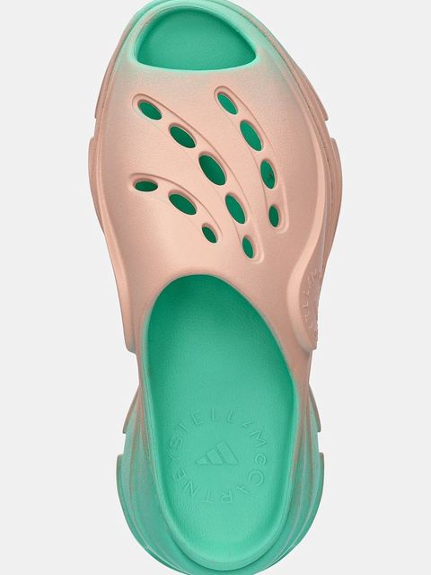 adidas by Stella McCartney klapki Clog damskie kolor zielony na platformie JH8952