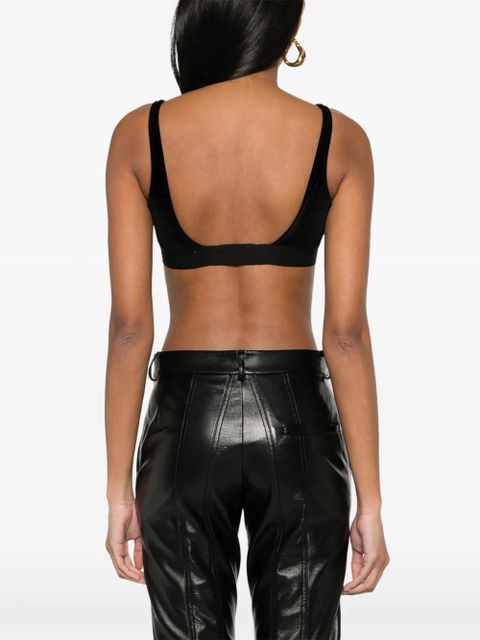 TOM FORD logo-jacquard velvet bralette top - Black