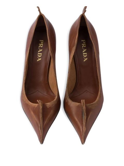 Prada 85mm antiqued leather pumps - Brown - zdjęcie produktu nr 2