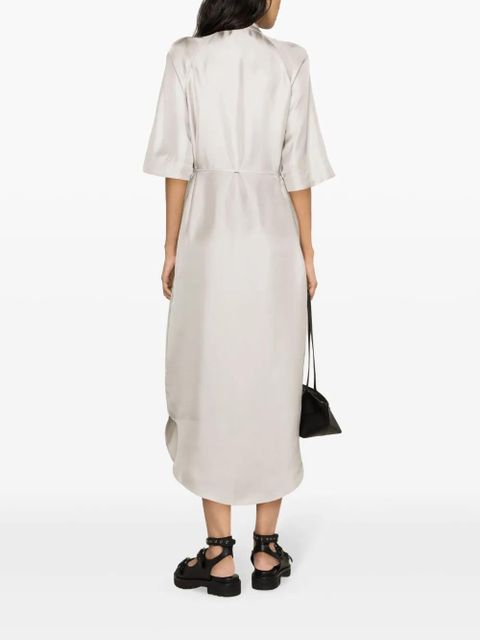LouLou de Saison Durion tied-waist silk shirtdress - Grey