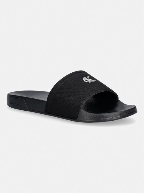 Calvin Klein klapki damskie ESS SLIDE CANVAS HDW - zdjęcie produktu nr 1