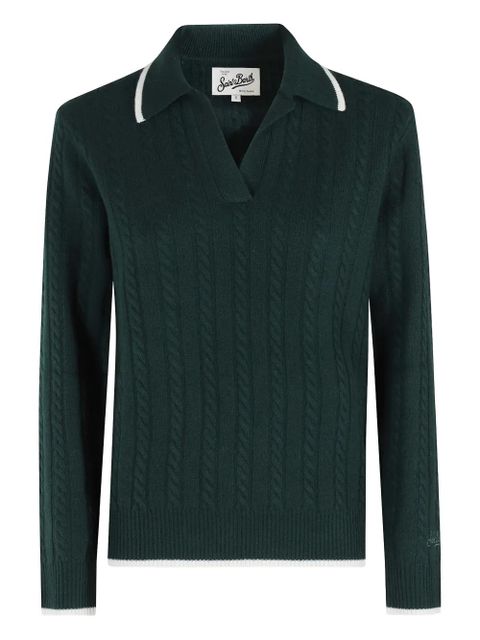 MC2 Saint Barth cable knit collared sweater - Green - zdjęcie produktu nr 1