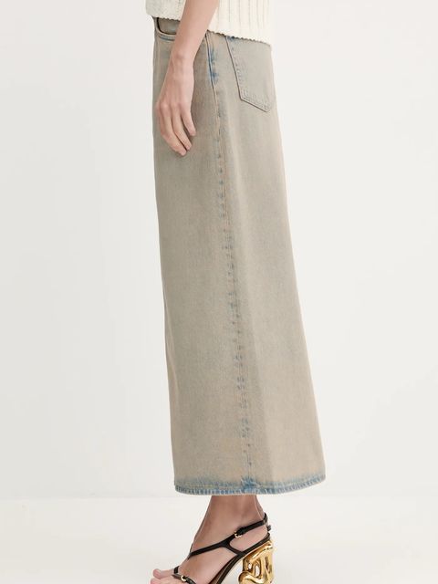 Samsoe Samsoe spódnica jeansowa Saelsie Long kolor beżowy maxi prosta F25100166 - zdjęcie produktu nr 2