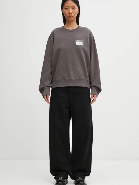 MM6 Maison Margiela bluza bawełniana damska kolor szary z aplikacją S62GU0143.M25024.810