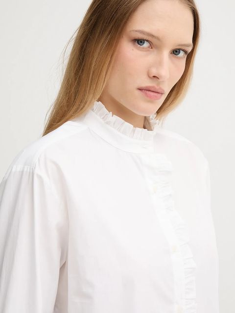 Tommy Hilfiger koszula bawełniana damska kolor beżowy relaxed ze stójką WW0WW46848 - zdjęcie produktu nr 2