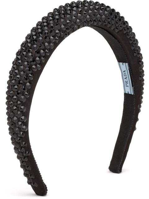 Prada crystal-embellished satin headband - Black - zdjęcie produktu nr 1