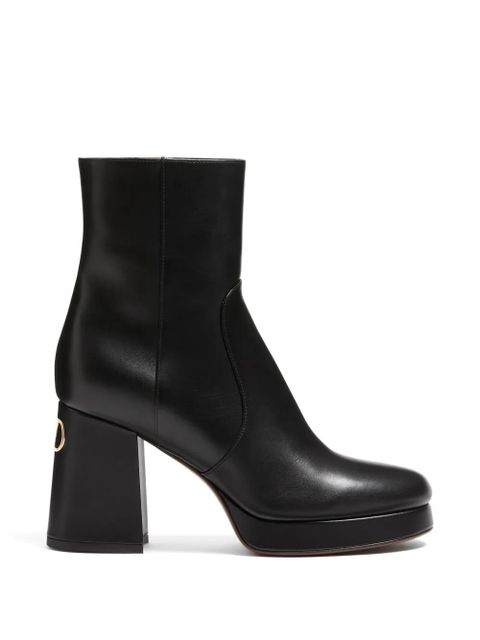 Valentino Garavani Fawcette platform ankle boots in calfskin 90mm - Black - zdjęcie produktu nr 1