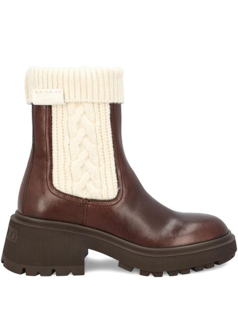 Jimmy Choo knit-trim leather boots - Brown - zdjęcie produktu nr 1