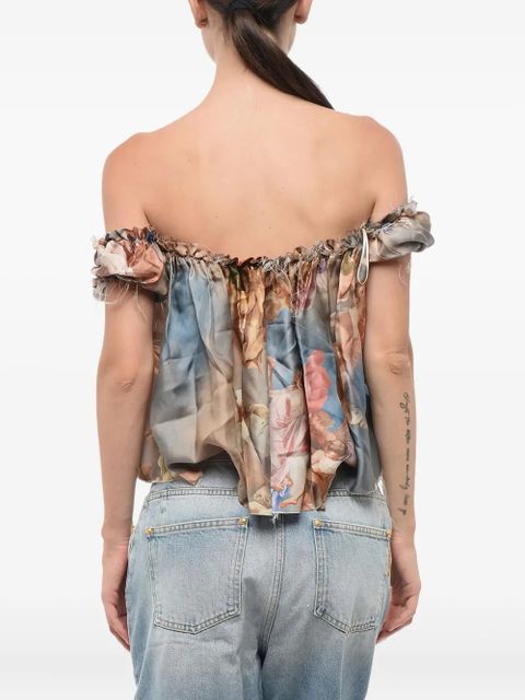 Balmain printed lace-up top - Multicolour