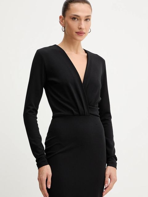 Silvian Heach sukienka BAGHED kolor czarny midi prosta GPA25002VE