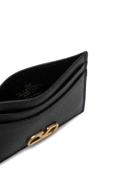Valentino Garavani VLogo Signature pebbled card holder - Black