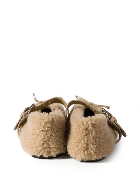 Miu Miu buckle-strap shearling ballerinas - Neutrals - zdjęcie produktu nr 2