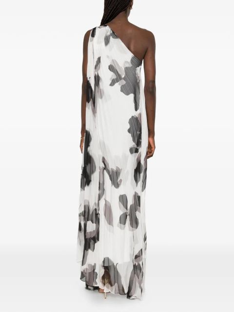 Max Mara floral-print pleated maxi dress - White