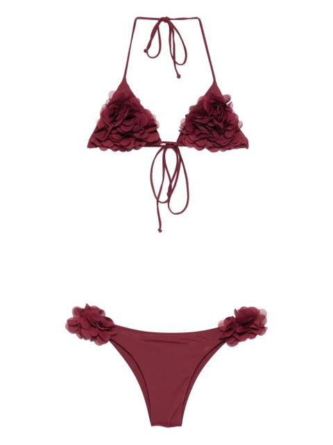La Reveche Shayna flower-embellished bikini - Red - zdjęcie produktu nr 1