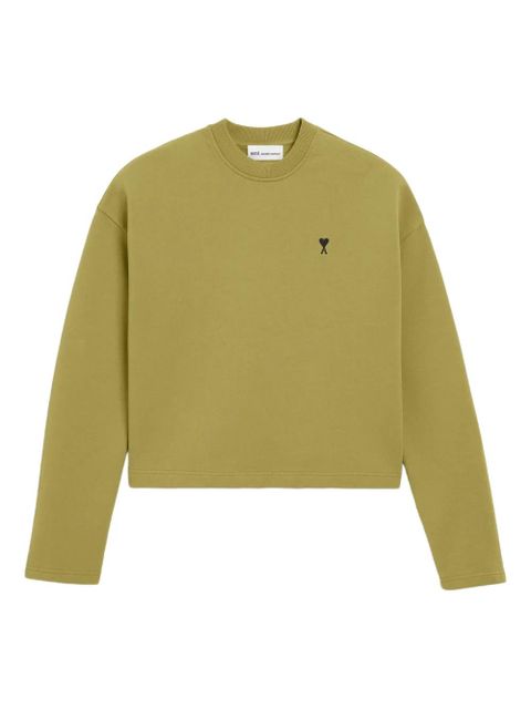 AMI Paris Ami De Coeur cropped embroidered sweatshirt - Green - zdjęcie produktu nr 1