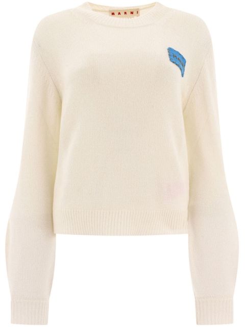 Marni logo-appliqué cashmere jumper - Neutrals - zdjęcie produktu nr 1
