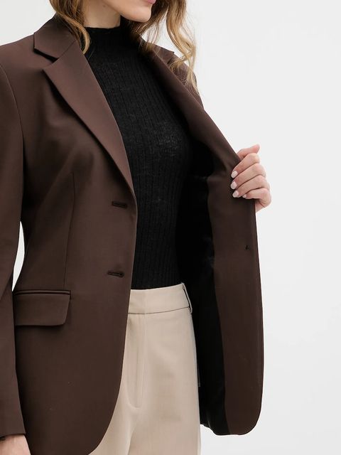 Karl Lagerfeld marynarka kolor brązowy jednorzędowa gładka B1W14011