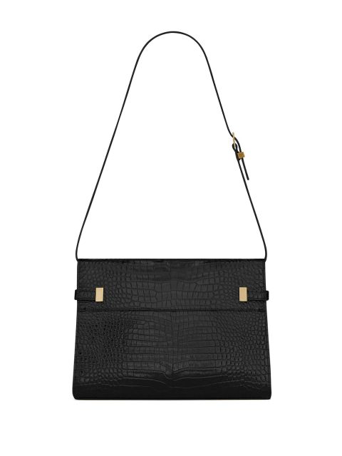 Saint Laurent Manhattan crocodile-embossed shoulder bag - Black