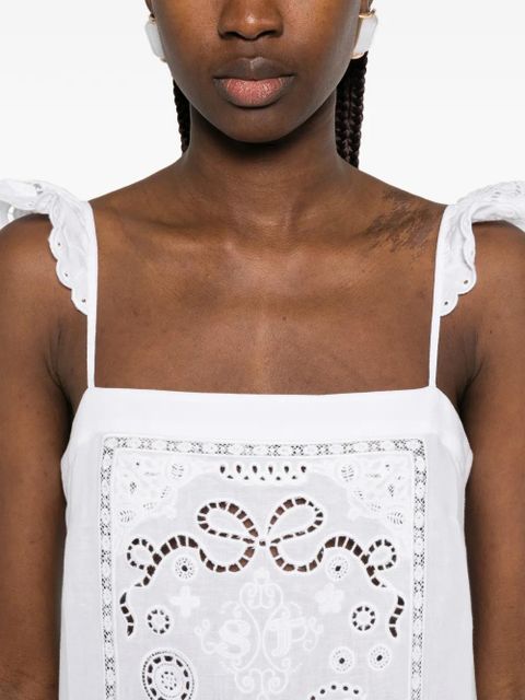 Self-Portrait lace trim mini dress - White