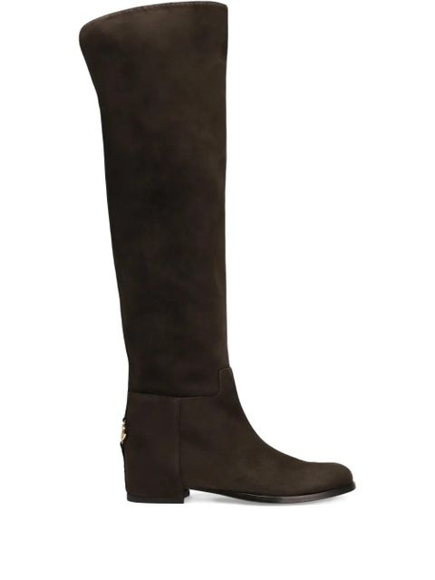 Dolce & Gabbana logo-plaque suede boots - Brown - zdjęcie produktu nr 1