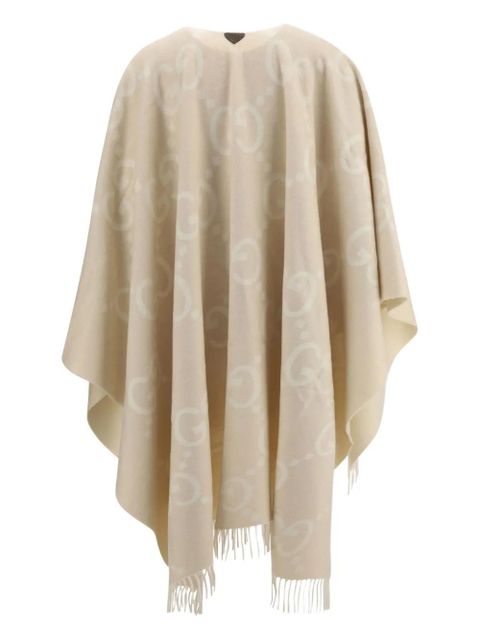 Gucci GG-pattern fringe cape - Neutrals