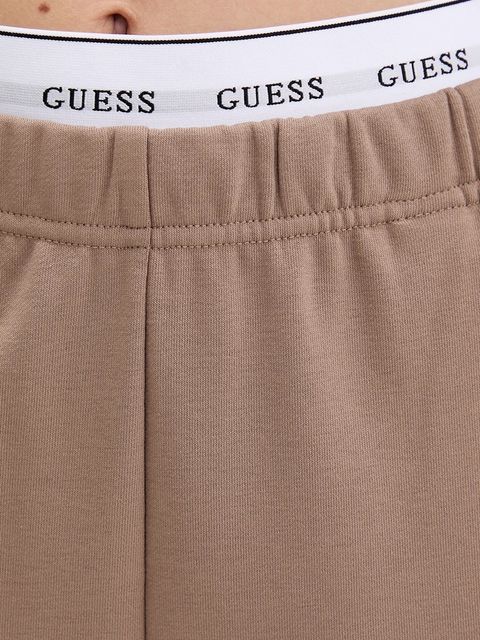 Guess spodnie dresowe SOFIA kolor brązowy gładkie O5RB01 KCO31