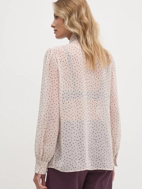 Sisley bluzka damska kolor beżowy wzorzysta 52UMLQ088
