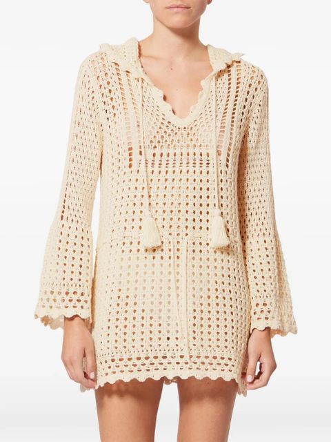 MARANT ÉTOILE ZELNIE hooded tassel mini dress - Neutrals
