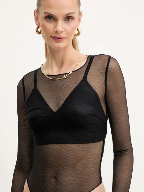 Elisabetta Franchi body damska kolor czarny gładka BO01457E2