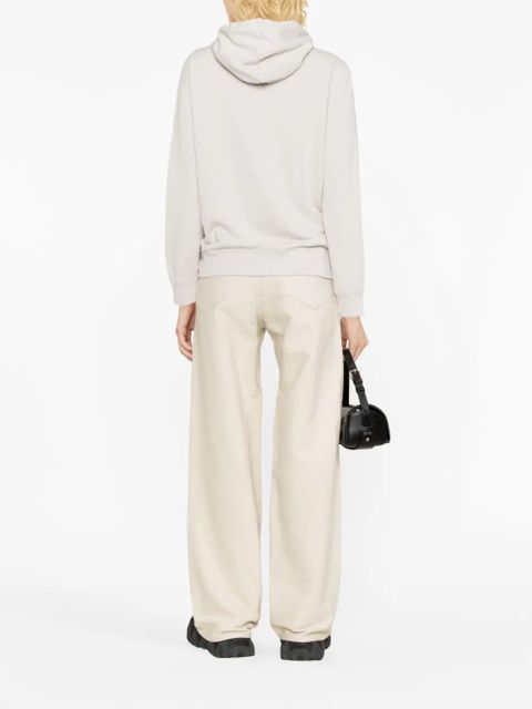 Lanvin logo-embroidered cotton hoodie - Neutrals