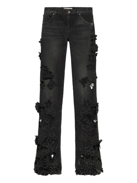 Blumarine floral-embelished jeans - Black - zdjęcie produktu nr 1