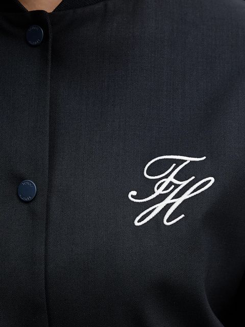 Tommy Hilfiger kurtka bomber z dodatkiem wełny kolor granatowy przejściowa oversize WW0WW49392