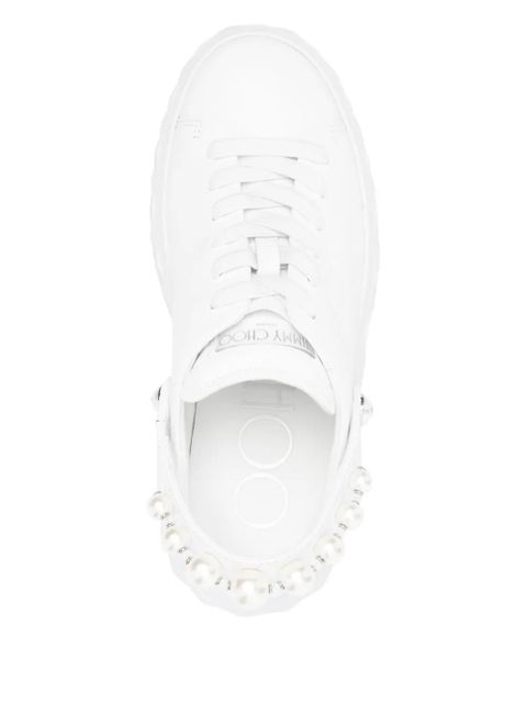 Jimmy Choo 50mm pearl-slingback platform sneakers - White