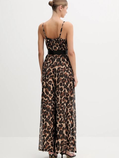 Joseph Ribkoff kombinezon kolor brązowy z dekoltem okrągłym 252936