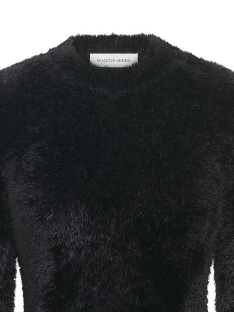 Marine Serre fluffy-knit crew-neck sweater - Black