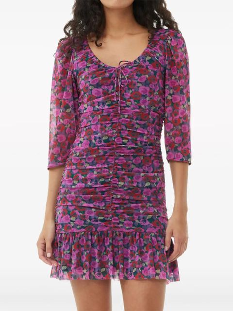 GANNI ruched mesh minidress - Pink