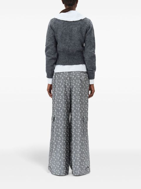 GANNI patterned-jacquard trousers - Grey