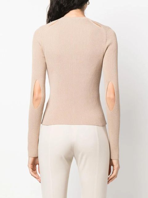 FENDI ribbed-knit cotton-blend cardigan - Neutrals - zdjęcie produktu nr 2