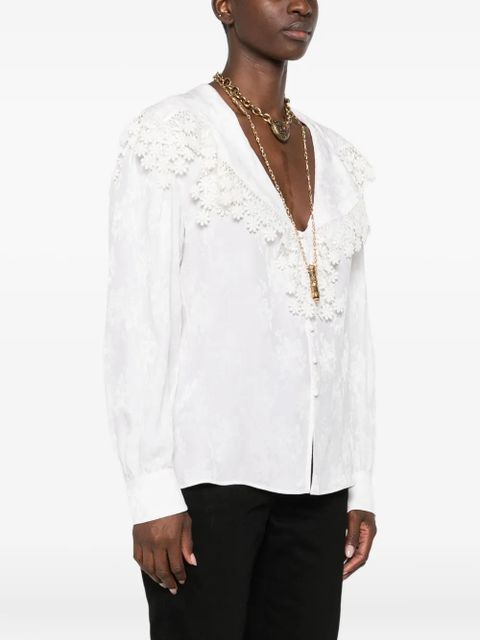 Chloé floral-lace trimmed shirt - White