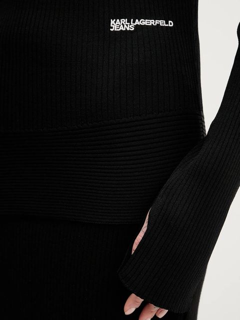 Karl Lagerfeld Jeans sweter damski kolor czarny lekki B1W18028