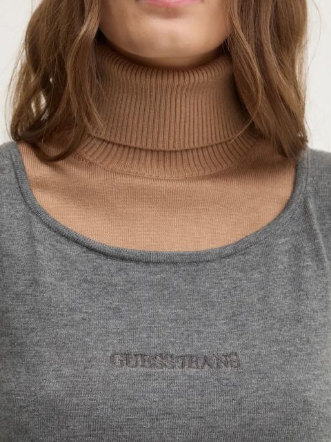 Guess Jeans top z domieszką jedwabiu kolor szary W4BR17 Z3HO2