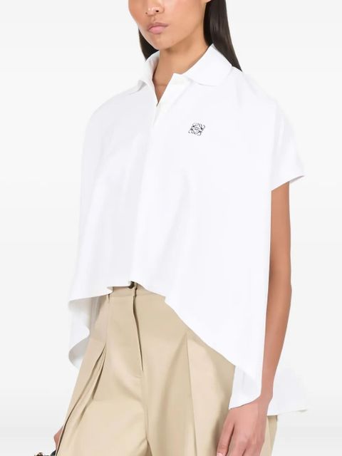LOEWE logo-embroidered asymmetric polo shirt - White - zdjęcie produktu nr 1