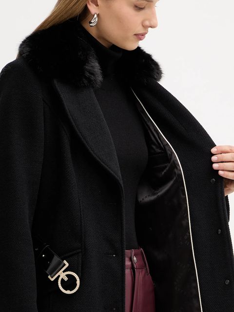 Guess płaszcz z domieszką wełny NEW PATRICE kolor czarny W5BL25 W2672