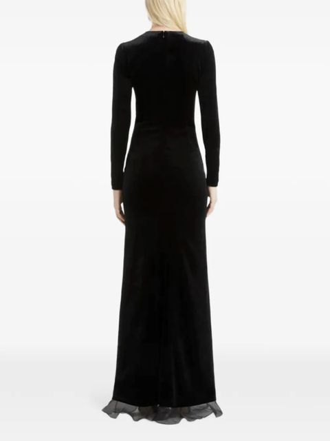 Alessandra Rich ruffled velvet dress - Black