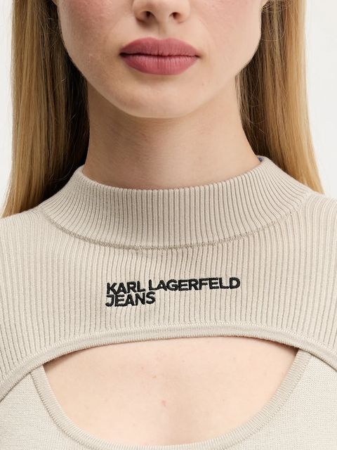 Karl Lagerfeld Jeans sukienka kolor beżowy mini dopasowana A4W13010