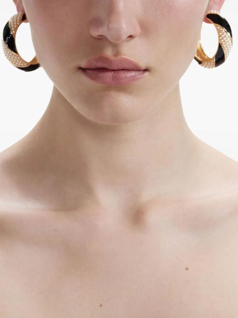 Self-Portrait faux-pearl hoop earrings - Gold