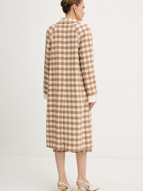 Luisa Spagnoli płaszcz z dodatkiem wełny kolor beżowy 542670