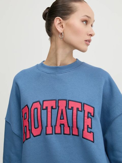 Rotate bluza bawełniana damska kolor niebieski z aplikacją 113427309
