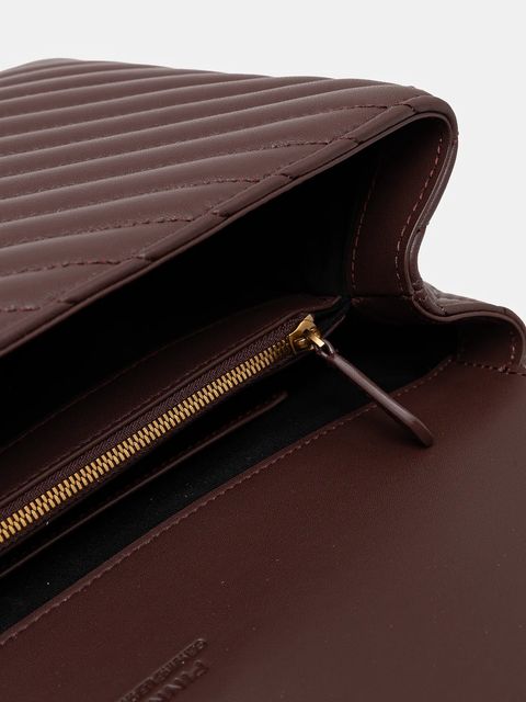 Pinko torebka skórzana kolor brązowy 100042 A0GK