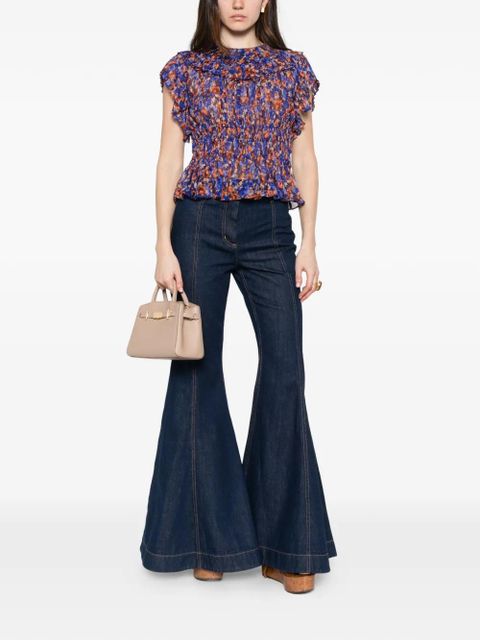 Ulla Johnson Athene ruffled floral-pattern blouse - Blue - zdjęcie produktu nr 2